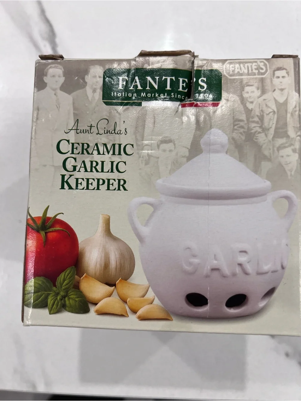 Fantes Garlic Keeper, Unglazed Earthenware Ceramic, The Italian Market Original